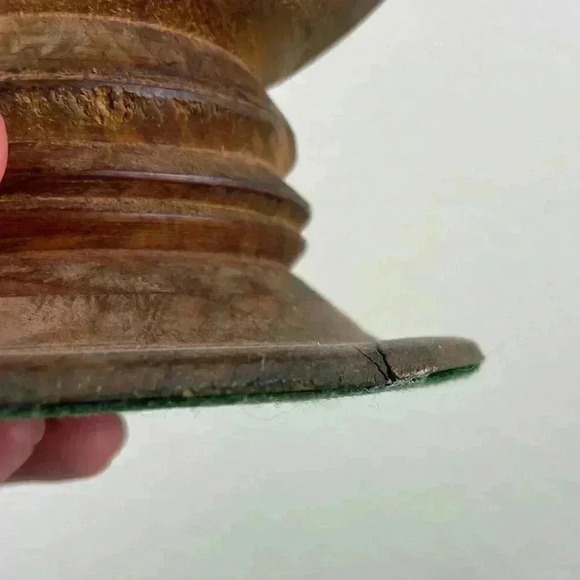 VTG Goblet Pedestal Bowl Hand Turned Wood Display Shelf Decor Eclectic Witchy - Picture 12 of 13